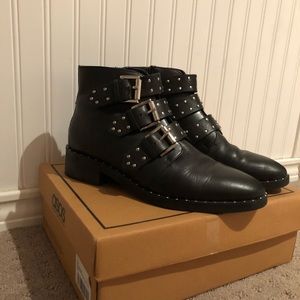 asos asher leather studded ankle boots
